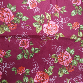 Ткань для платья (синтетика), крупный цветочный орнамент, 100х215см. СССР.